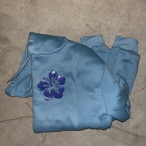 Women's Blue Beachy Jacket with Purple Floral Design